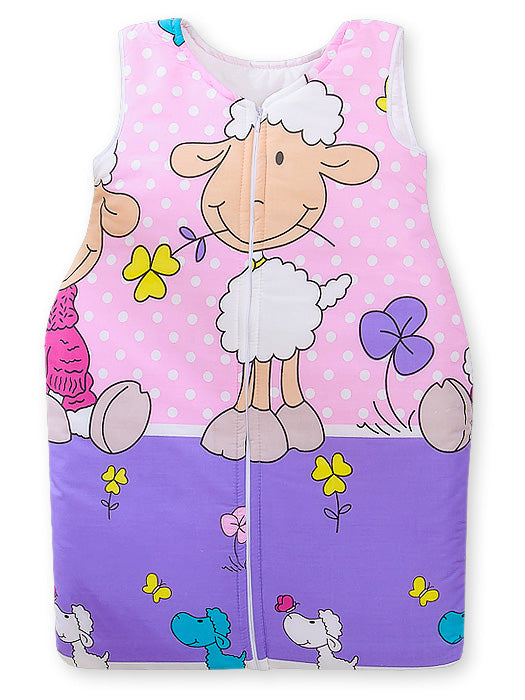 Cotton sleeping bag for children, size M, 6-12 months, TOG 2.5, all-season, Sheeps lilac-pink
