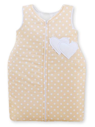 Cotton sleeping bag for children, size M, 6-12 months, TOG 2.5, all-season, hearts dots on beige