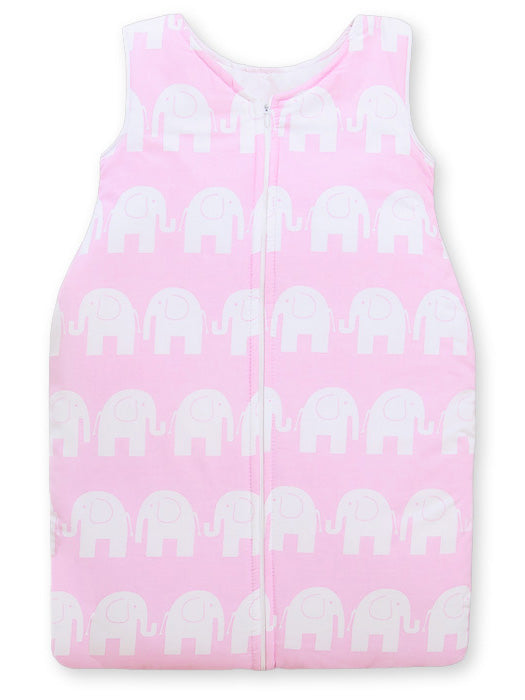 Cotton sleeping bag for children, size M, 6-12 months, TOG 2.5, all-season, Elephants pink