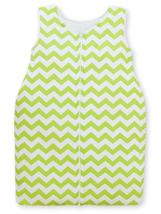 Cotton sleeping bag for children, size M, 6-12 months, TOG 2.5, all-season, Chevron green