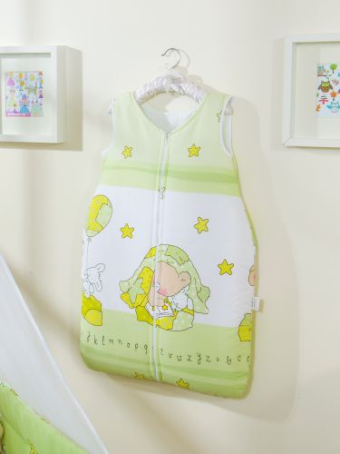 Cotton sleeping bag for children, size M, 6-12 months, TOG 2.5, all-season, teddy bear green
