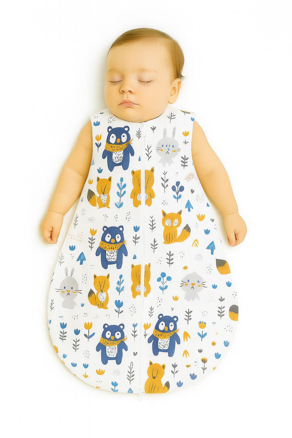 Cotton baby sleeping bag S 0-6 months for summer TOG 1.0 - navy blue bears