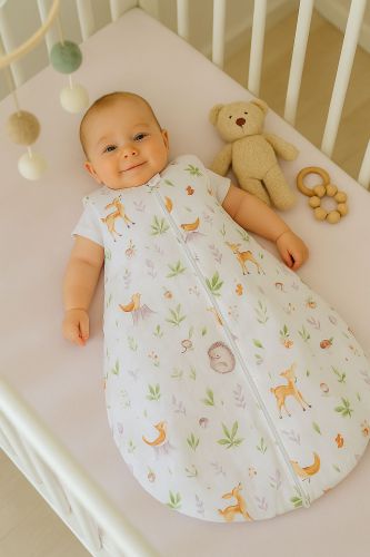 Cotton baby sleeping bag S 0-6 months for summer TOG 1.0 - forest softness