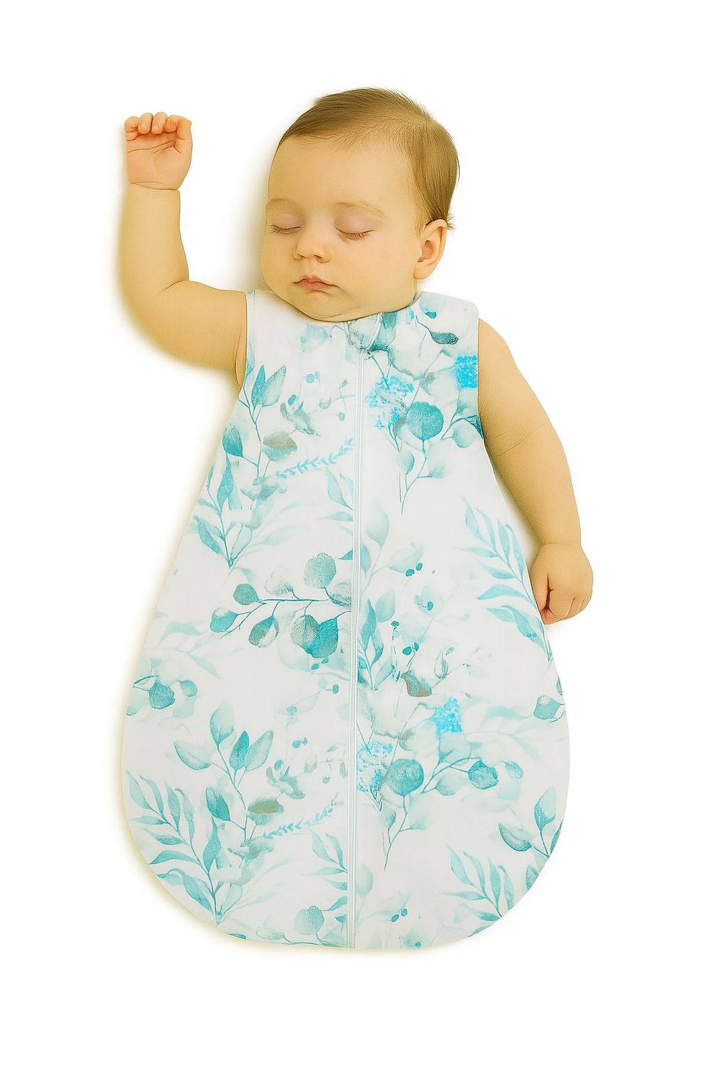 Cotton baby sleeping bag S 0-6 months for summer TOG 1.0 - eucaliptus mint