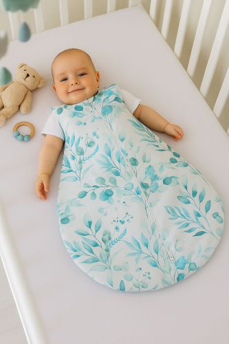 Cotton baby sleeping bag S 0-6 months for summer TOG 1.0 - eucaliptus mint