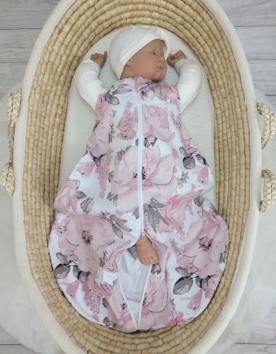 Cotton baby sleeping bag S 0-6 months for summer TOG 1.0 - sepia roses