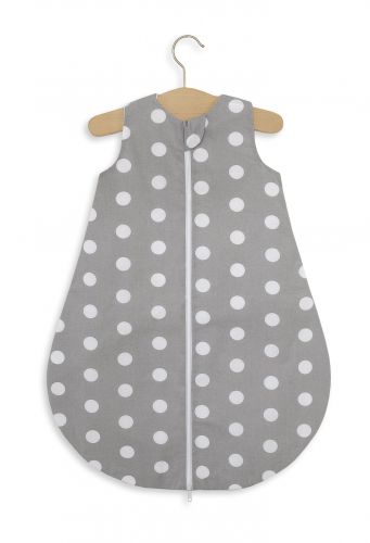 Cotton baby sleeping bag S 0-6 months for summer TOG 1.0 - polka dots on grey