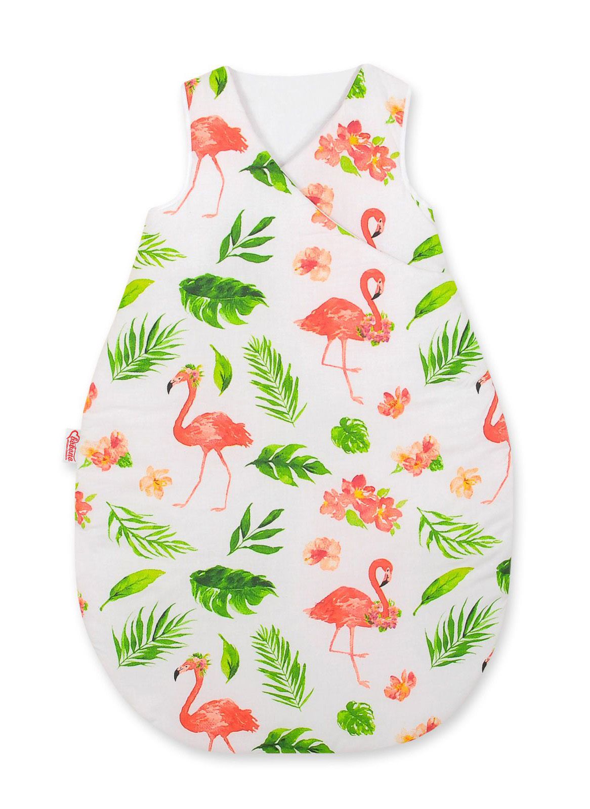 Cotton sleeping bag for children, size M, 3-12 months, TOG 2.5, all-season - coral flamingos