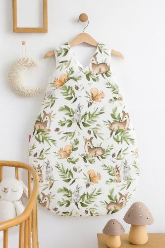 Cotton sleeping bag for children, size M, 3-12 months, TOG 2.5, all-season - woodland green