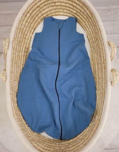 Muslin baby sleeping bag 6-12 months M for summer TOG 1.0 - pastel blue