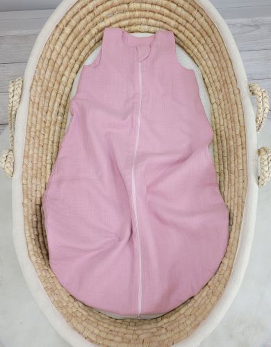 Muslin baby sleeping bag 6-12 months M for summer TOG 1.0 - pastel pink