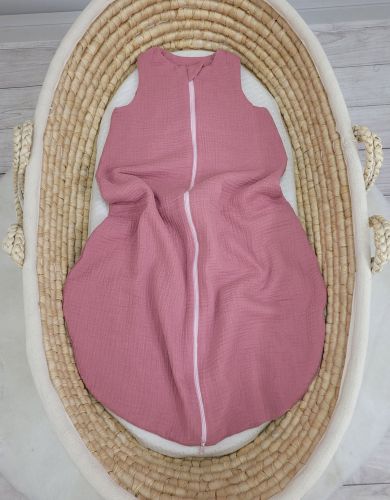 Muslin baby sleeping bag 6-12 months M for summer TOG 1.0 - retro pink