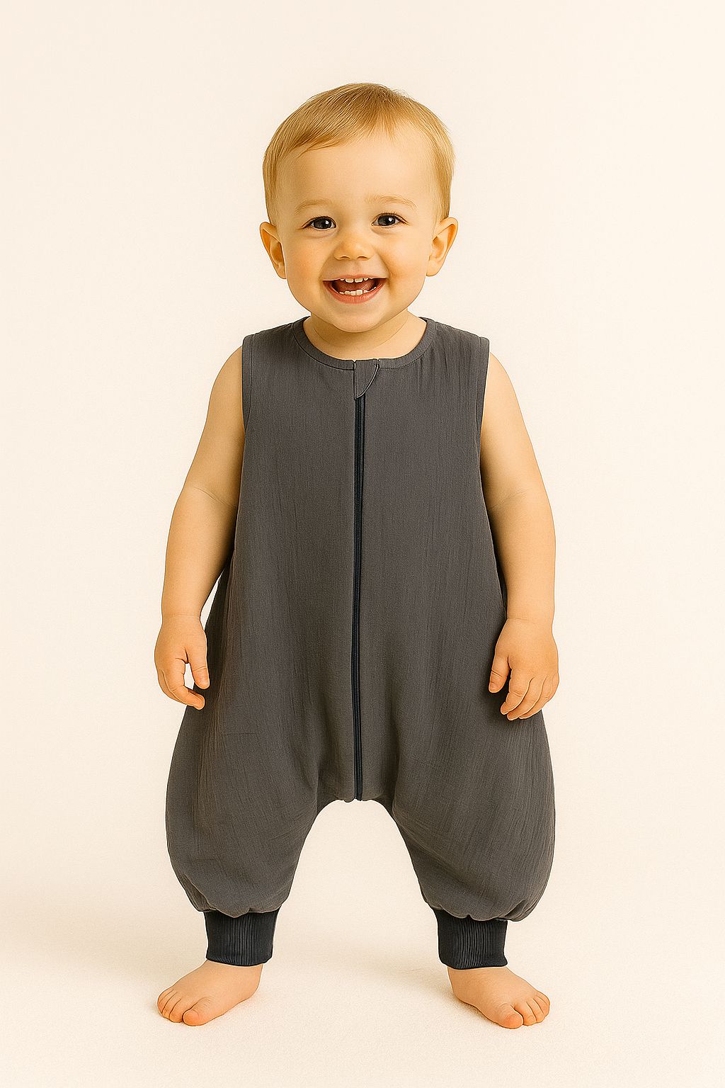 Muslin baby sleeping bag with legs XL 2-4 years for summer TOG 1.0 - anthracite