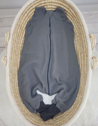 Muslin baby sleeping bag with legs XL 2-4 years for summer TOG 1.0 - anthracite