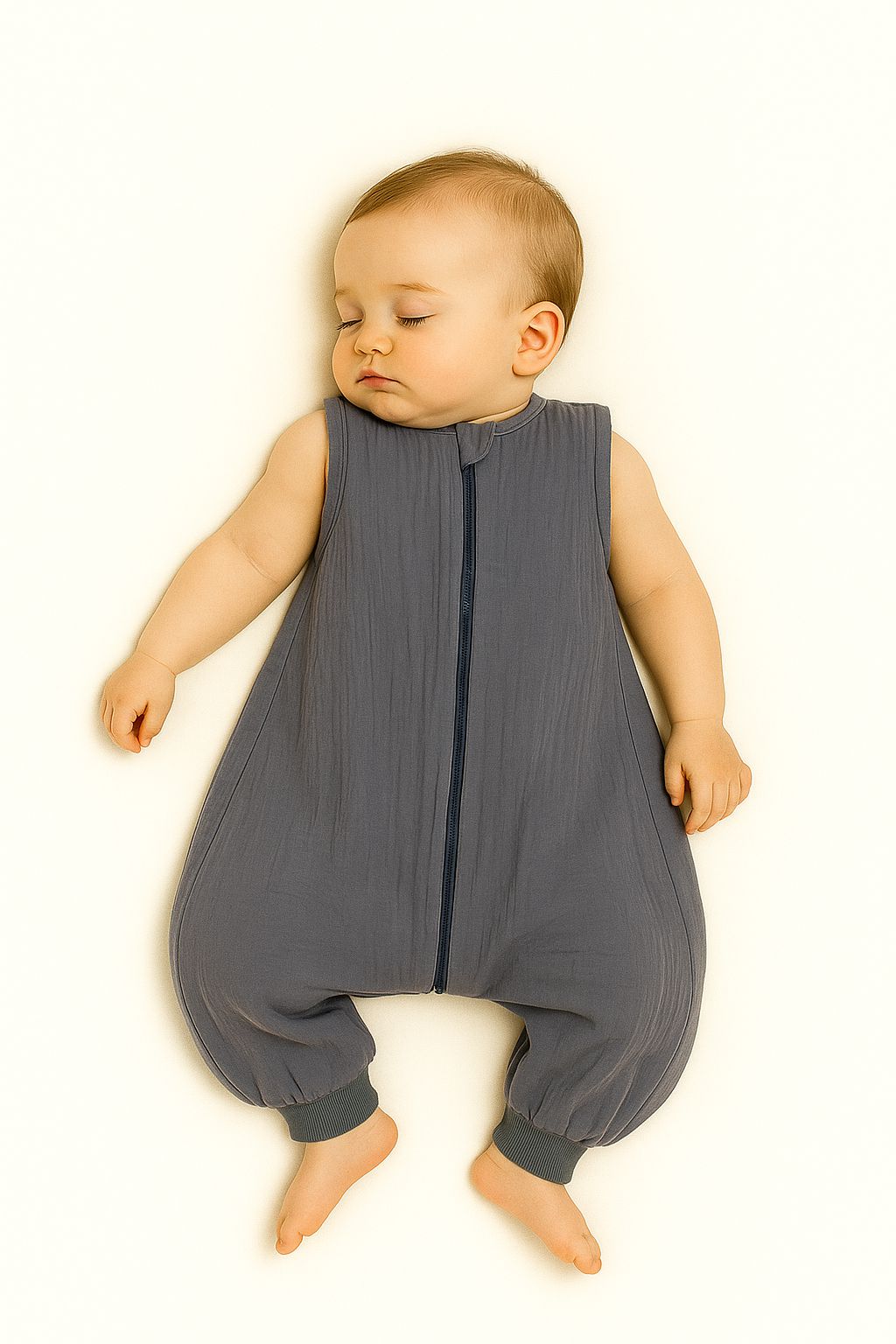 Muslin baby sleeping bag with legs L 9-24 months for summer TOG 1.0 - anthracite