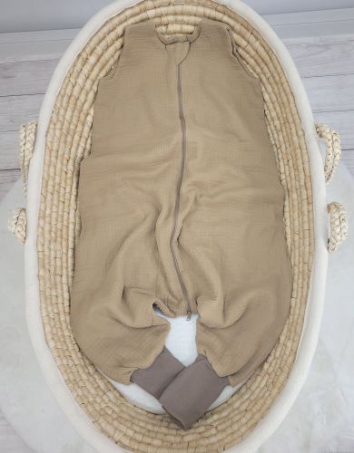 Muslin baby sleeping bag with legs L 9-24 months for summer TOG 1.0 - camel