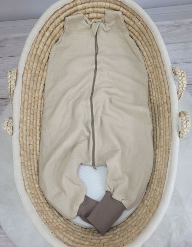 Muslin baby sleeping bag with legs XL 2-4 years for summer TOG 1.0 - cream