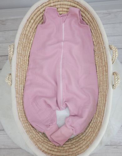 Muslin baby sleeping bag with legs L 9-24 months for summer TOG 1.0 - pastel pink
