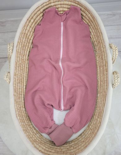 Muslin baby sleeping bag with legs XL 2-4 years for summer TOG 1.0 - retro pink
