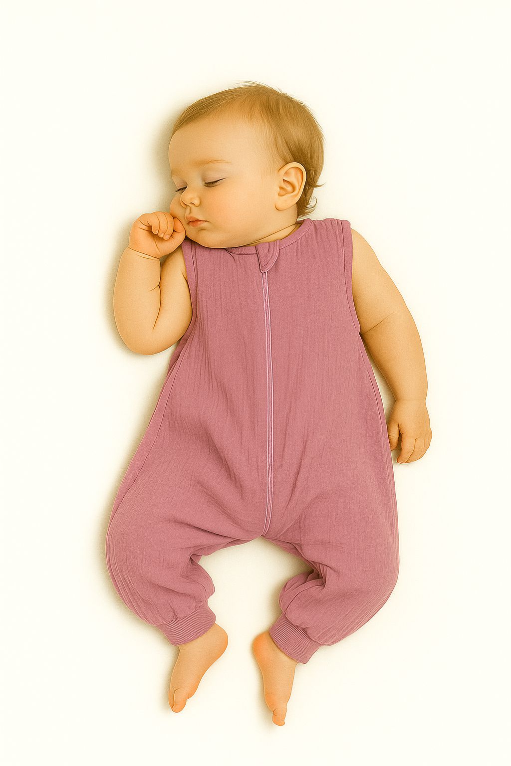 Muslin baby sleeping bag with legs L 9-24 months for summer TOG 1.0 - retro pink