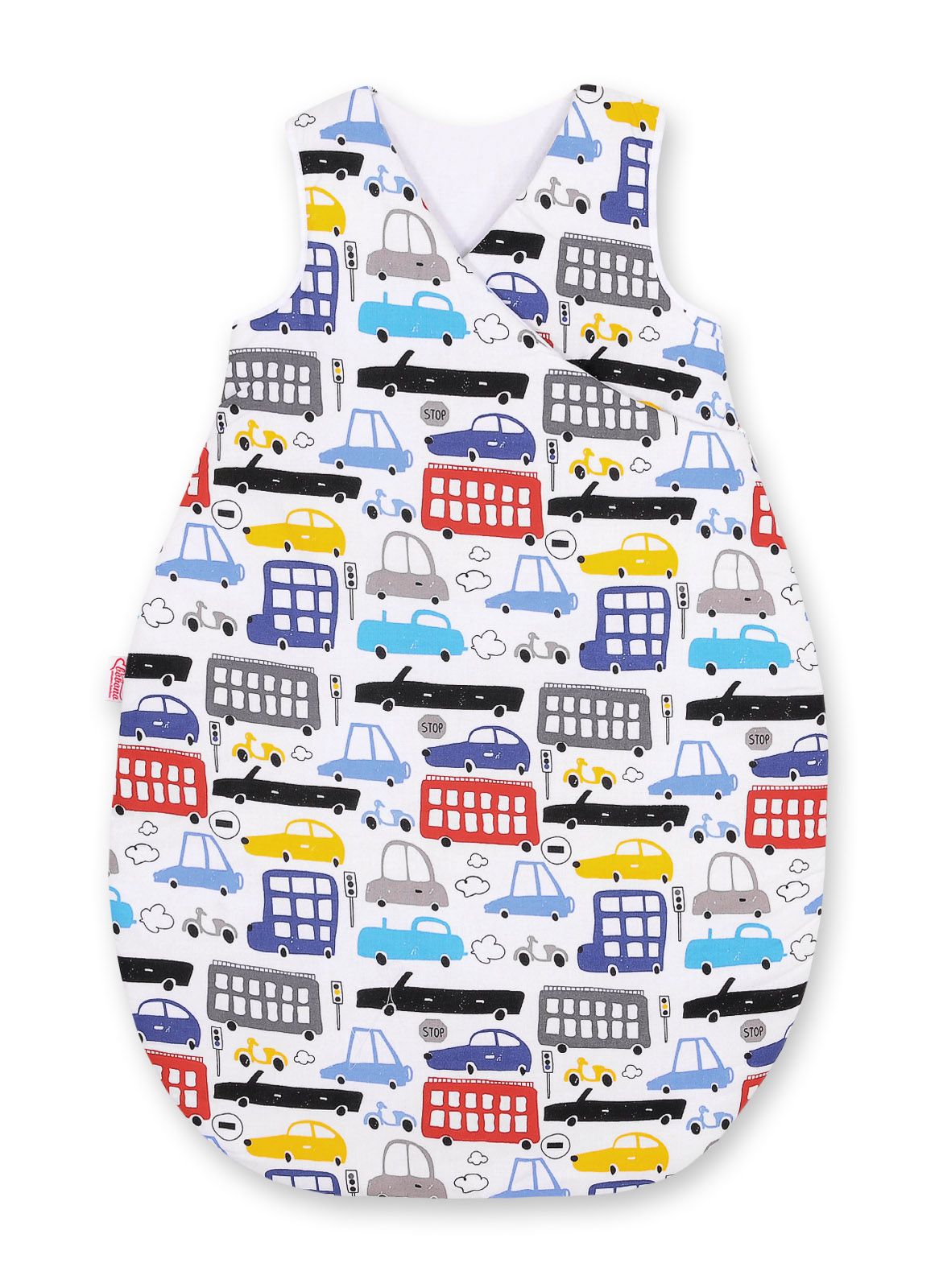 Cotton sleeping bag for children, size M, 3-12 months, TOG 2.5, all-season - colorful cars