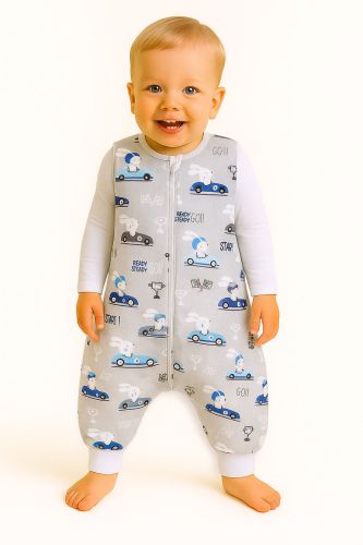 Cotton Baby Sleeping Bag with legs Warm and Cozy L 9-24 months TOG 2.5 - gray rabbits