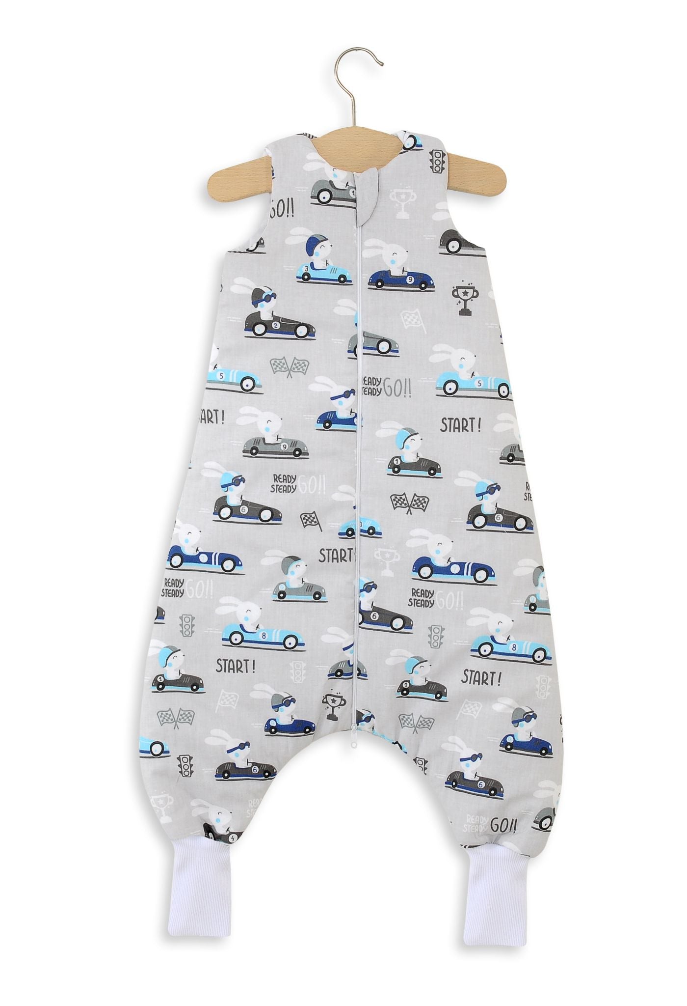 Cotton Baby Sleeping Bag with legs Warm and Cozy L 9-24 months TOG 2.5 - gray rabbits