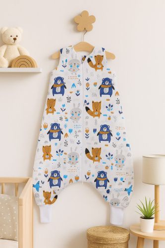 Cotton Baby Sleeping Bag with legs Warm and Cozy L 9-24 months TOG 2.5 - navy blue teddy bears