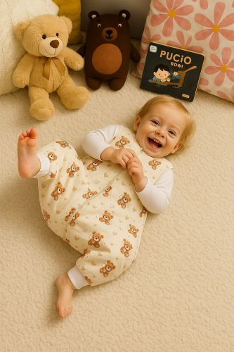 Cotton Baby Sleeping Bag with legs Warm and Cozy L 9-24 months TOG 2.5 - teddy love