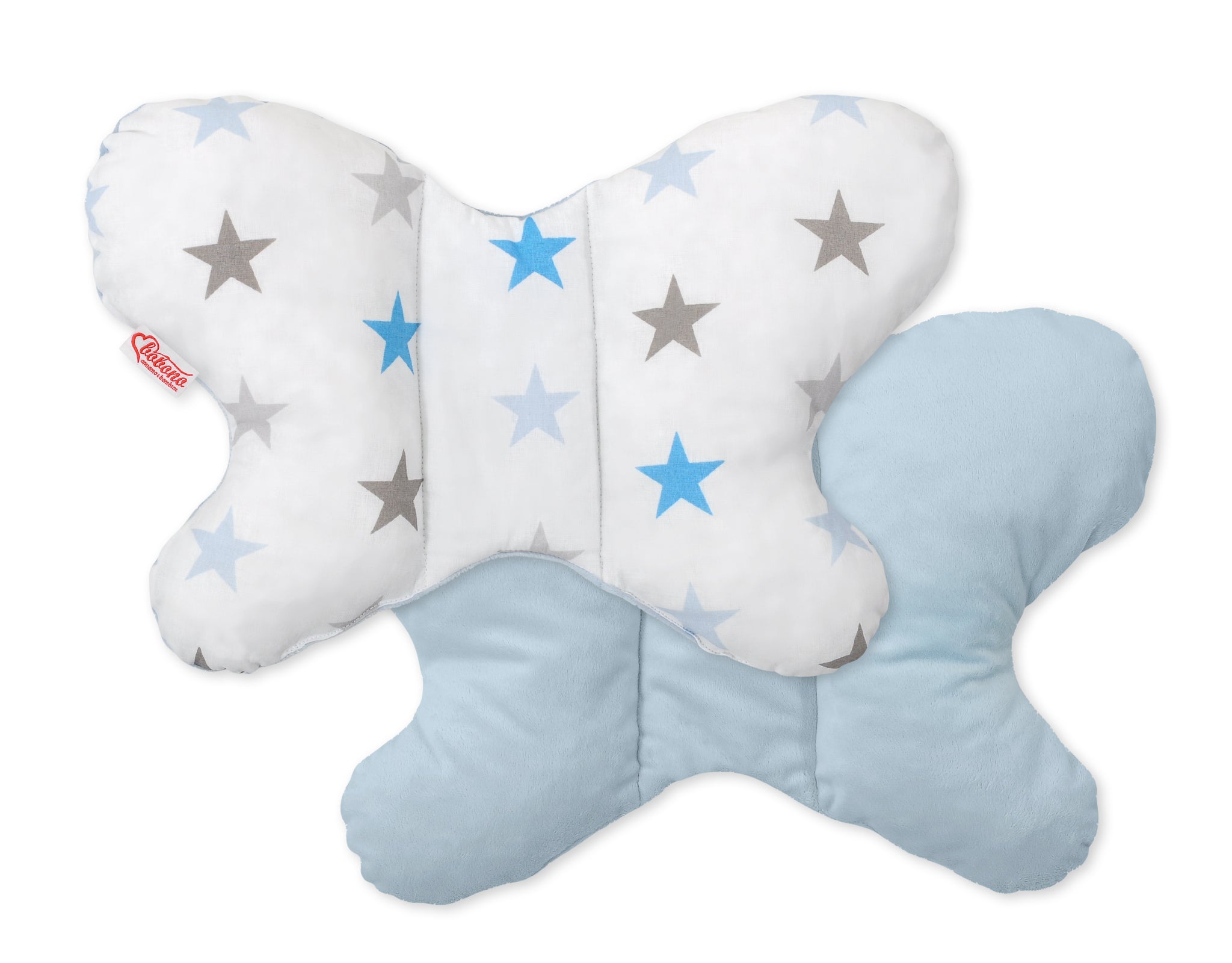 Double-sided anti shock cushion \"BUTTERFLY\" - gray -blue stars