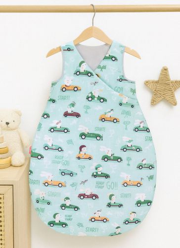 Cotton sleeping bag for children, size M, 3-12 months, TOG 2.5, all-season - mint rabbits