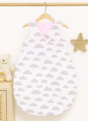 Cotton sleeping bag for children, size M, 3-12 months, TOG 2.5, all-season - clouds gray/pink