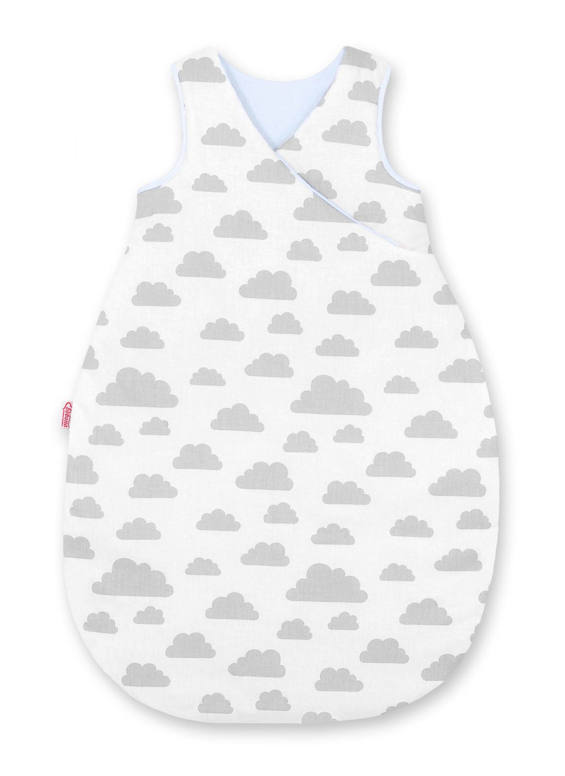 Cotton sleeping bag for children, size M, 3-12 months, TOG 2.5, all-season - clouds gray/blue