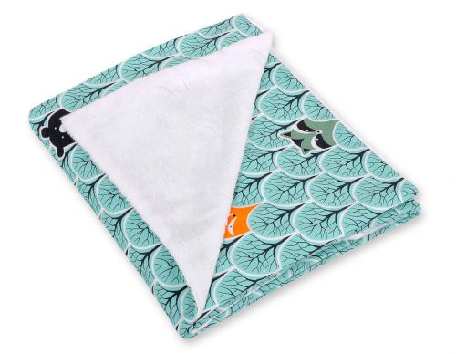 Big double-sided car seat blanket for babies - mint forest