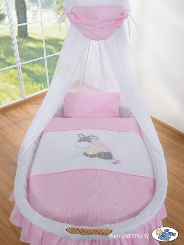 Moses Basket/Wicker drape crib- Donkey Luca pink
