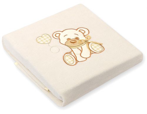 Polar fleece blanket for babies - Bear with bow cream