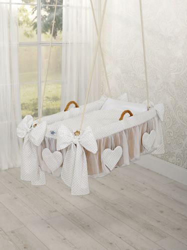 Moses Basket Hanging crib - Grey dots