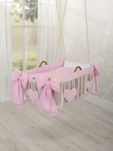 Moses Basket Hanging crib - Pink check
