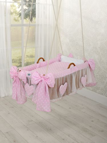 Moses Basket Hanging crib - Pink dots