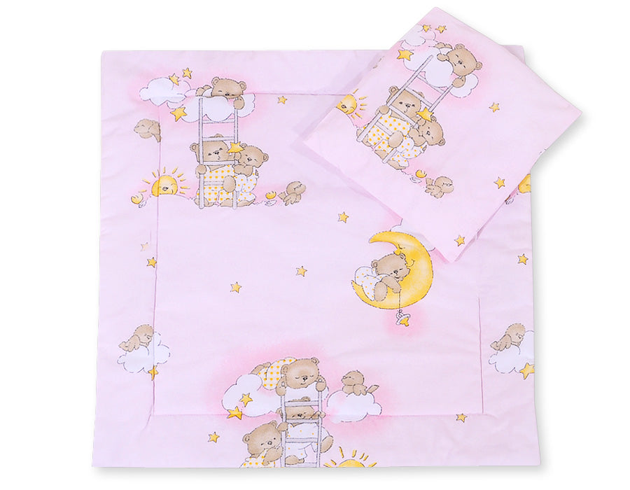 Pram bedding set with duvet and pillow 2pcs - Pink ladders
