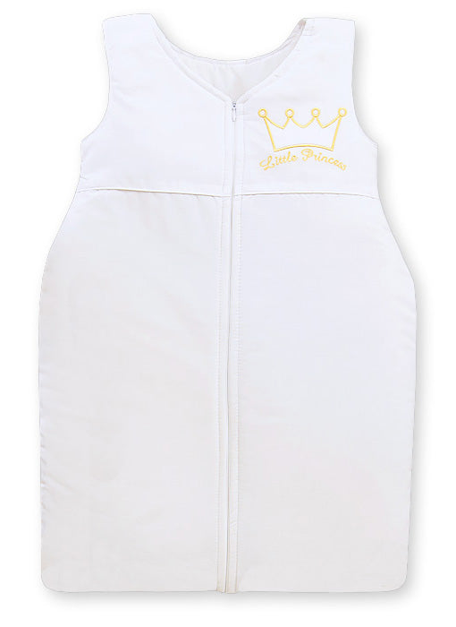 Cotton sleeping bag for children, size M, 6-12 months, TOG 2.5, all-season, Little Princess white
