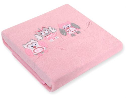 Polar fleece blanket for babies  - Owls Bigi Zibi & Adele- bright pink