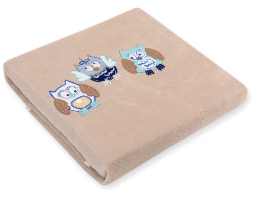Polar fleece blanket for babies - Owls Bigi Zibi & Adele- beige