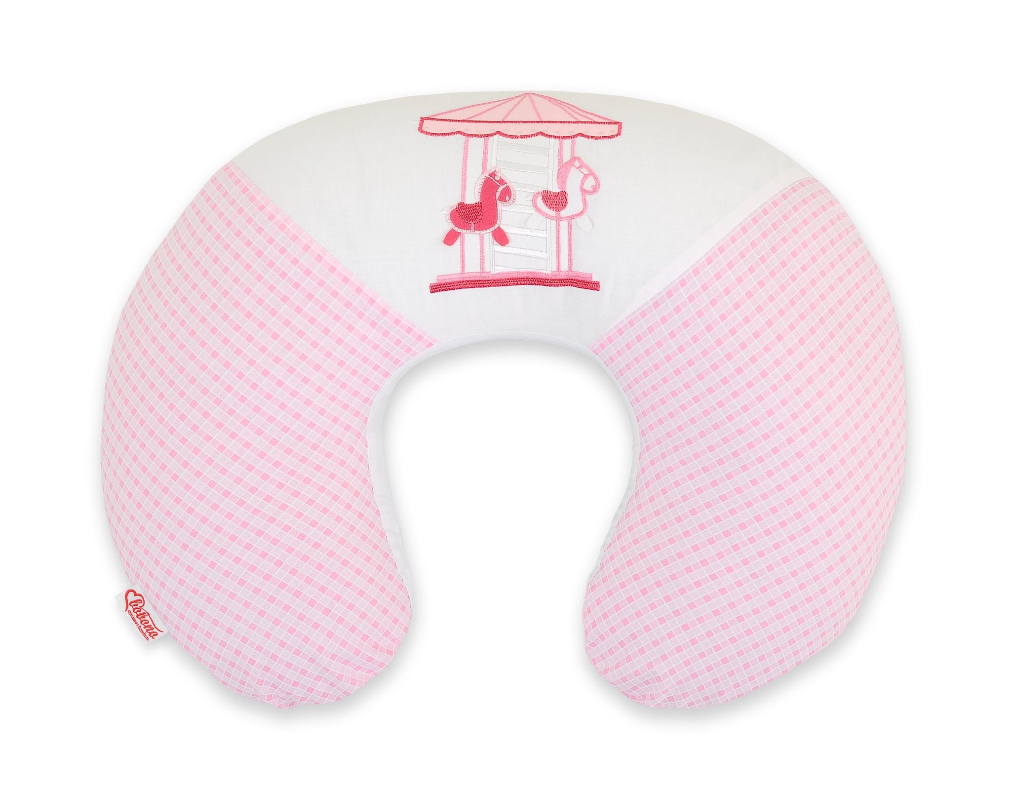 Breastfeeding Pillow Nursing Croissant Pillow, removable, Hands-Free Feeding- carousel pink