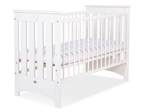 Wooden baby cot  120x60cm Lorenzo III white, with teething rail