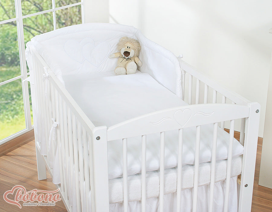 Universal cot bumper- Hearts white