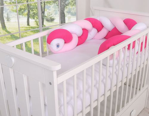 Knot bumper- white-dark pink-pink