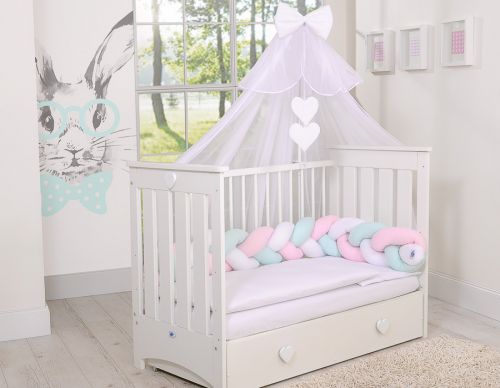 Knot bumper-  white-pink-mint