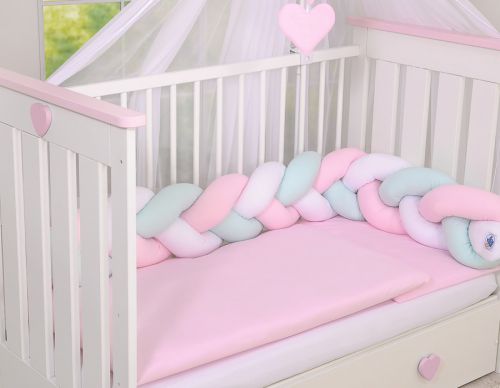 Knot bumper-  white-pink-mint