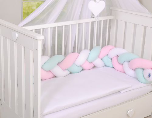 Knot bumper-  white-pink-mint